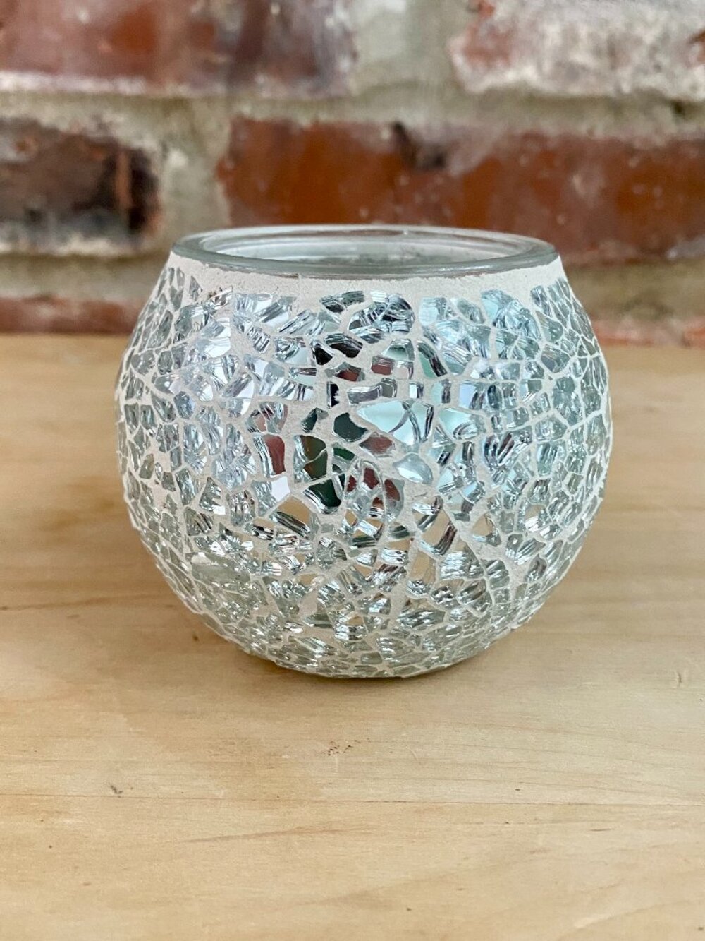 Mirror mosaic votive or tealight candle holder, new without box.